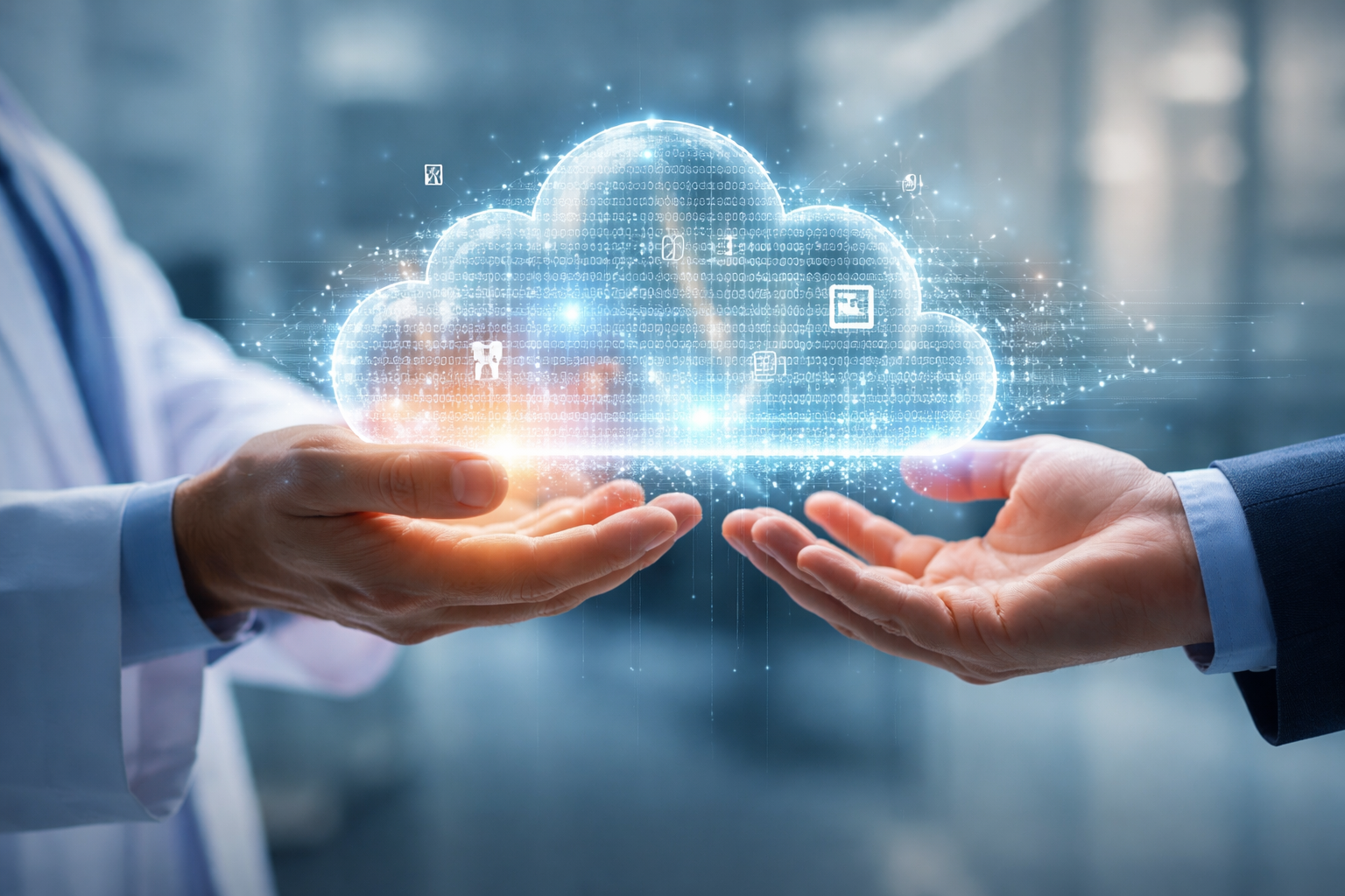 Symbolische Übergabe digitaler Daten zwischen Praxis und digitaler Unterstützung